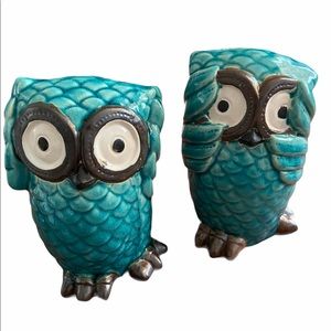 Ceramic Pair of Owls Decor
